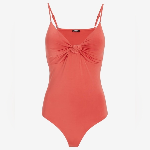 NWT Express Size XL Coral Knotted Front Bodysuit - Picture 6 of 8